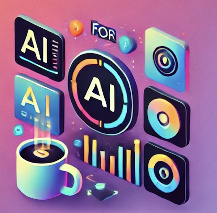 This image is a futuristic, neon-themed AI icon composition that visually represents AI-driven productivity and automation. The design features a floating digital interface with multiple AI-related elements, glowing in gradient hues of blue, pink, and yellow against a soft purple background.

Key Elements:
Central "AI" Logo: A bold, circular AI emblem with neon lighting and a tech-inspired design, emphasizing artificial intelligence.
Data & Analytics Icons: Several small icons around the AI logo, including graphs, charts, and circular indicators, symbolizing data processing, automation, and analytics.
AI for Productivity Theme: A coffee cup with digital elements pouring into it, suggesting AI-powered efficiency and workflow automation—a blend of technology and daily work habits.
3D UI Blocks: Floating square panels featuring futuristic buttons, progress indicators, and digital tools, reinforcing the theme of intelligent systems and AI-powered applications.
The overall aesthetic is modern, tech-driven, and dynamic, making it ideal for representing AI-powered productivity tools, automation, and smart business solutions.